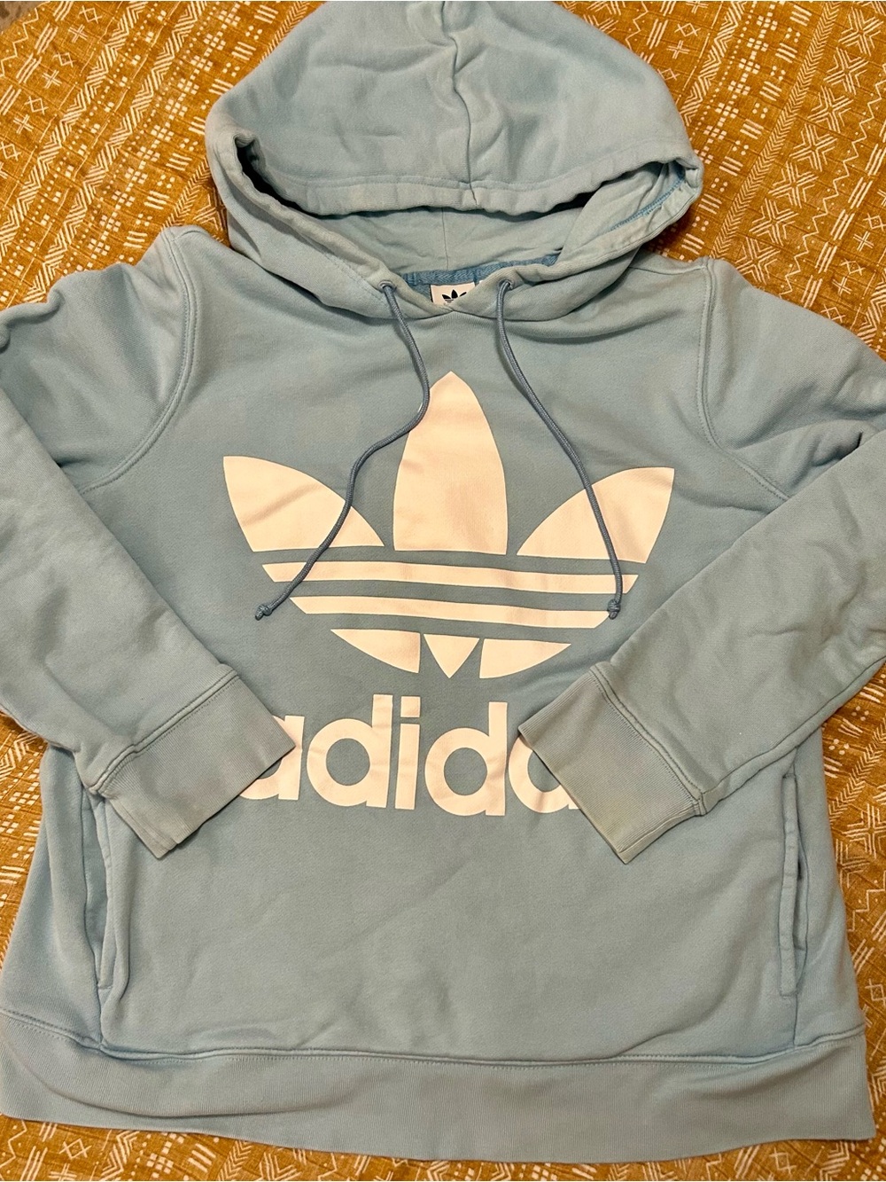 Big kids Adidas Light Blue Hoodie with White Logo